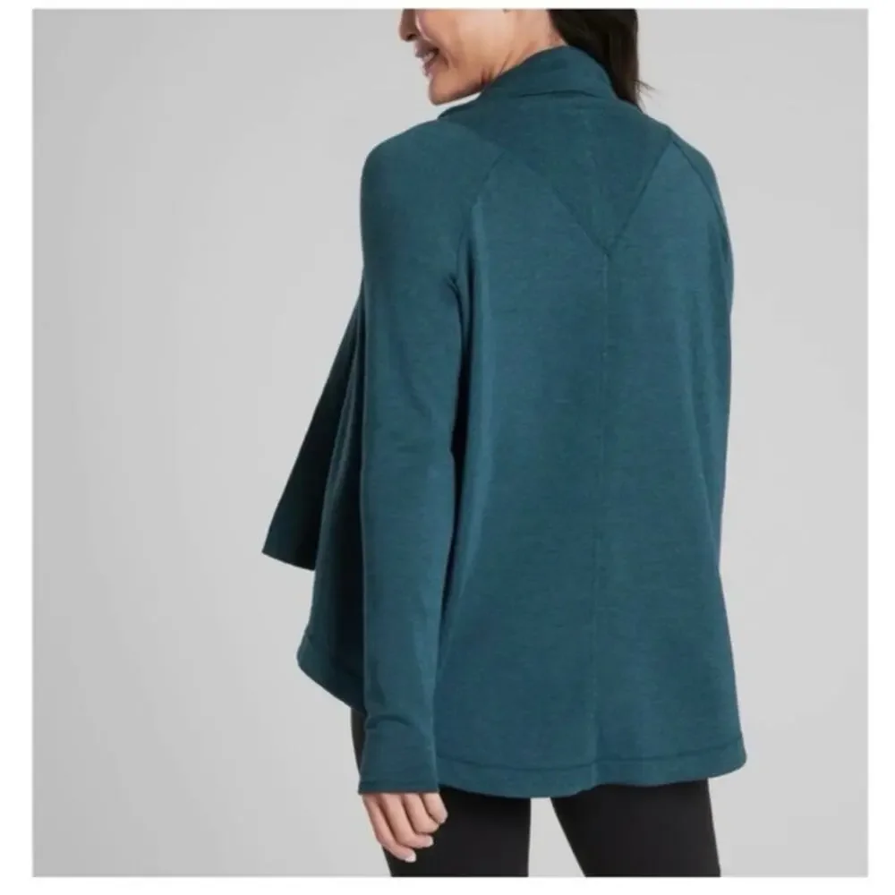 Athleta Nirvana Wrap Open Cardigan Dark Vista Teal Modal Yoga Lounge Top Sz S - Picture 2 of 5